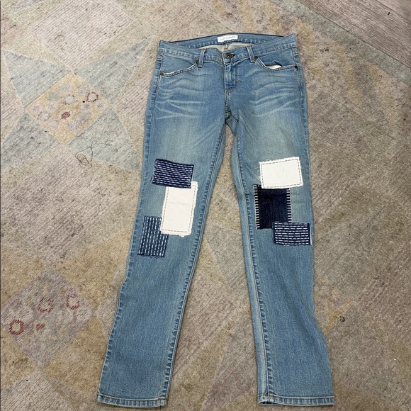 James Jeans light blue stretchy cigarette jeans unique patchwork design size 25 - Picture 4 of 9